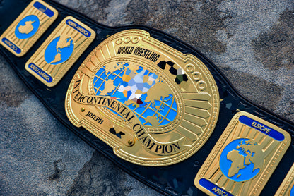 Oval IC Title W-W-E White Scratch Logo and Black Leather
