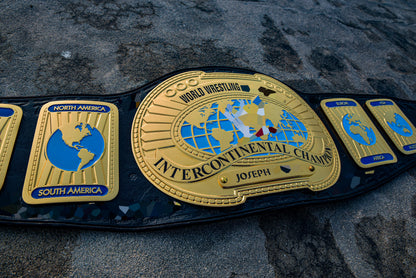 Oval IC Title W-W-E White Scratch Logo and Black Leather