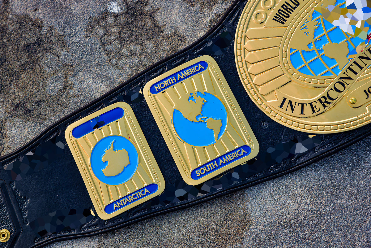 Oval IC Title W-W-E White Scratch Logo and Black Leather
