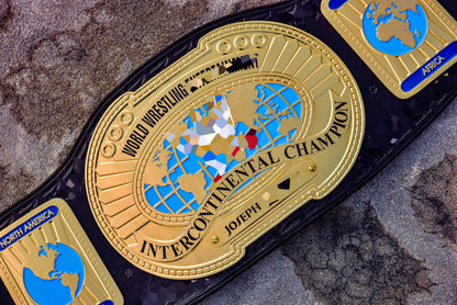 Oval IC Title W-W-E White Scratch Logo and Black Leather