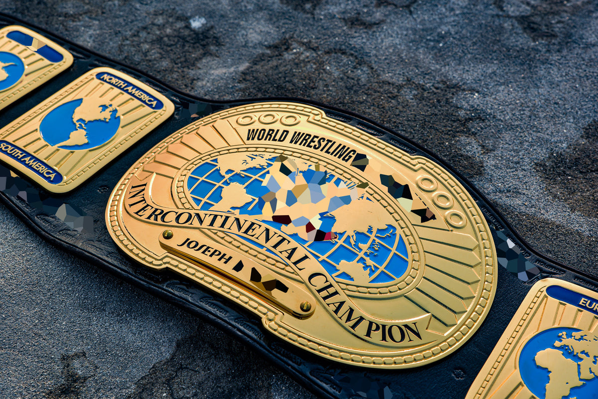 Oval IC Title W-W-E White Scratch Logo and Black Leather
