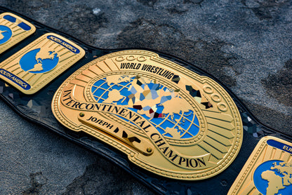 Oval IC Title W-W-E White Scratch Logo and Black Leather
