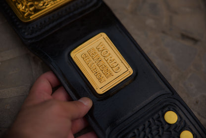 Vegas Big Gold on Custom made leather with Special Tip with Relief diamond cut pieces