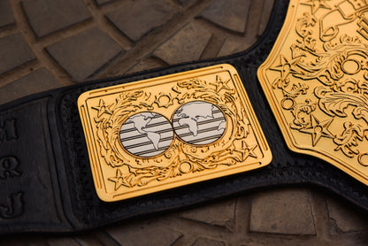 Vegas Big Gold on Custom made leather with Special Tip with Relief diamond cut pieces