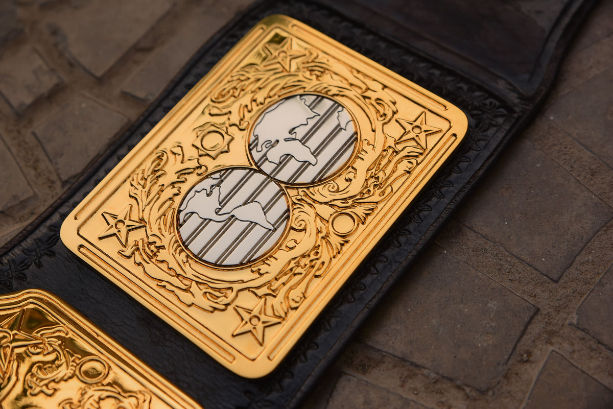Vegas Big Gold on Custom made leather with Special Tip with Relief diamond cut pieces