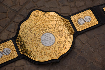 Vegas Big Gold on Custom made leather with Special Tip with Relief diamond cut pieces