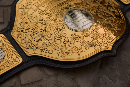 Vegas Big Gold on Custom made leather with Special Tip with Relief diamond cut pieces