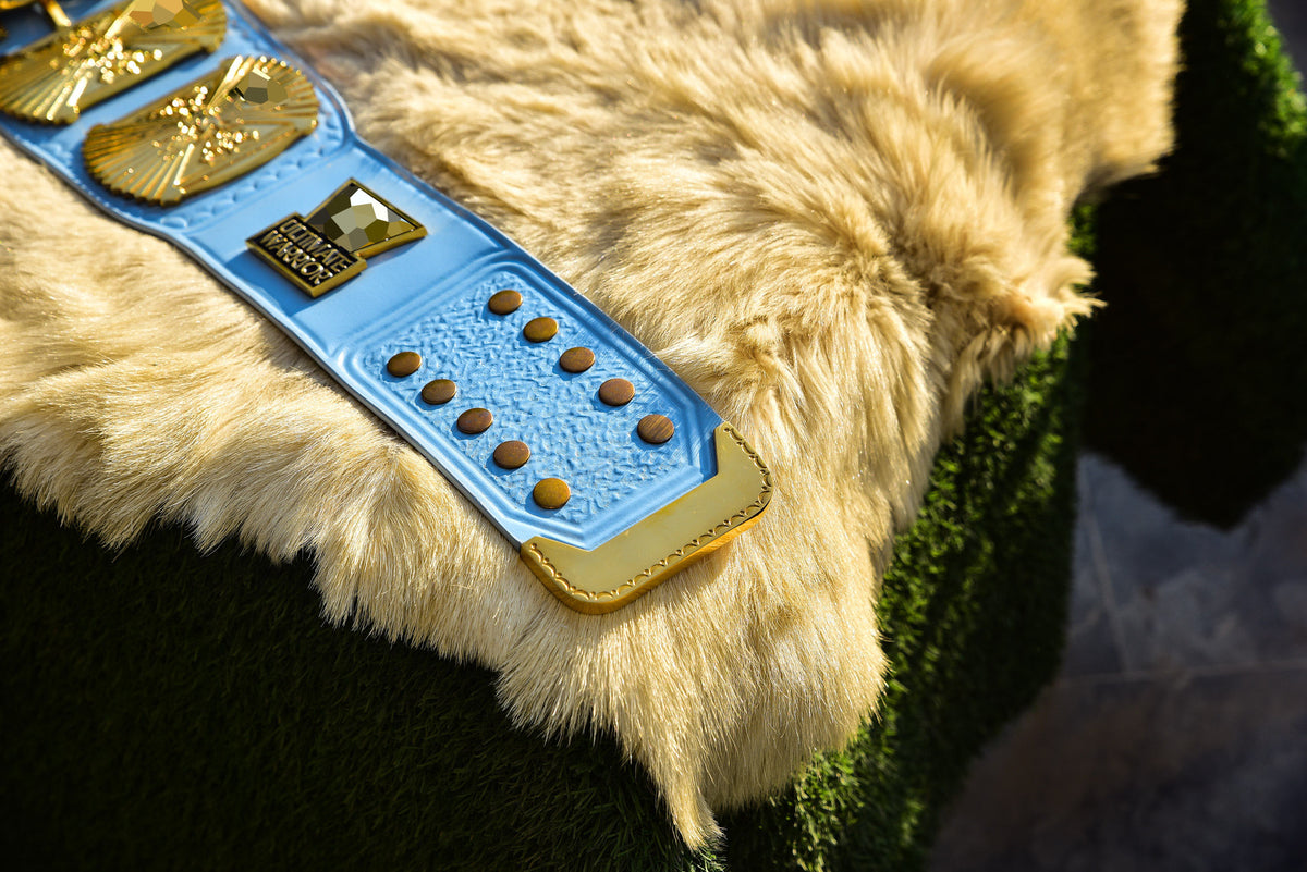 4.2mm Automated Etched All Gold Winged eagle with 01A1 Light Blue Leather