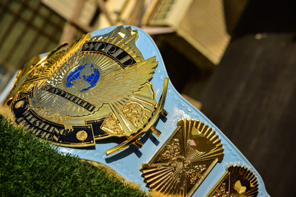 4.2mm Automated Etched All Gold Winged eagle with 01A1 Light Blue Leather