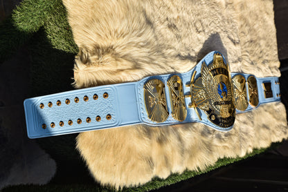 4.2mm Automated Etched All Gold Winged eagle with 01A1 Light Blue Leather