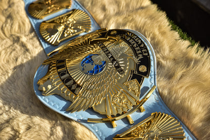 4.2mm Automated Etched All Gold Winged eagle with 01A1 Light Blue Leather