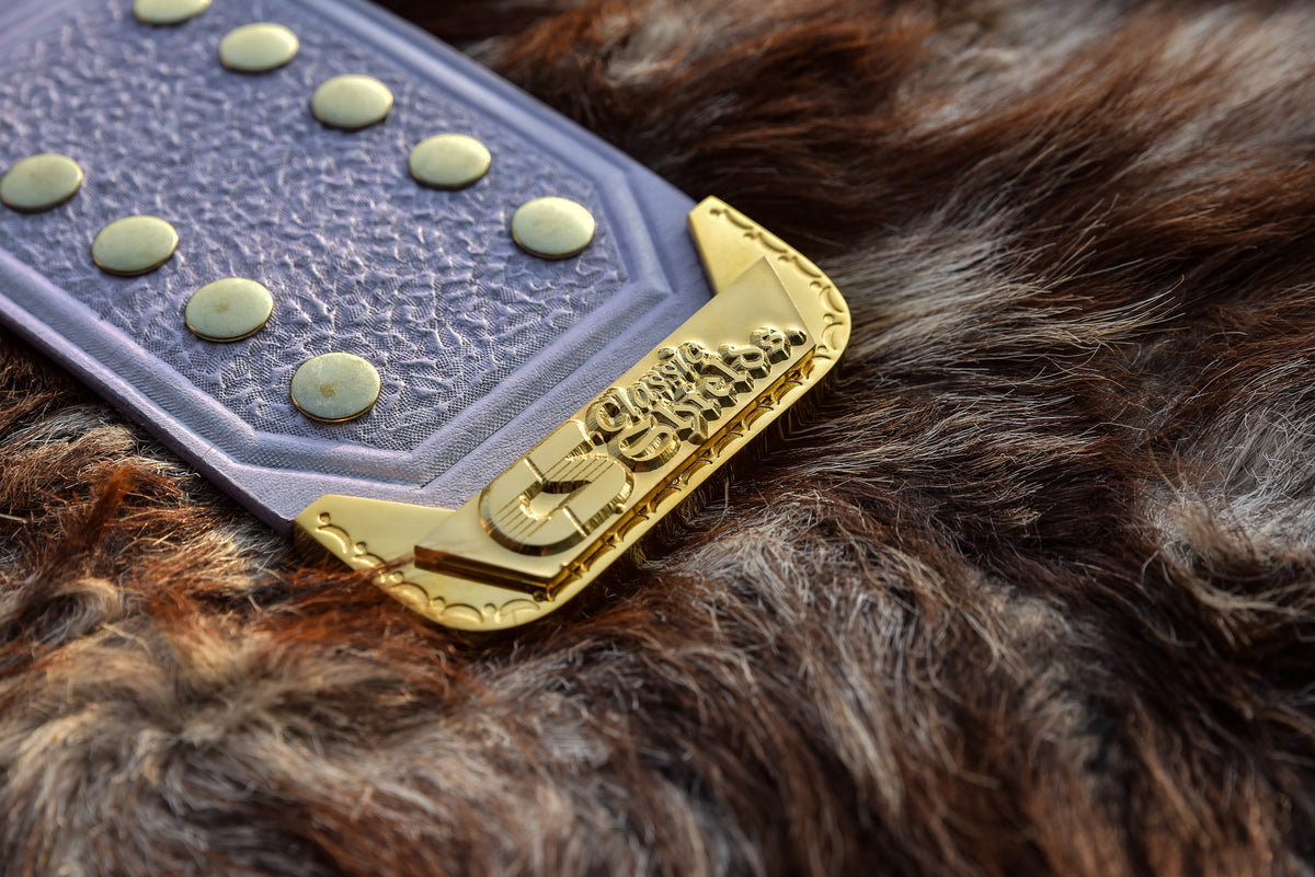 Ultimate Warrior 4.2mm Automated Etched All Gold Winged eagle with 08A1B Light Lavender Leather