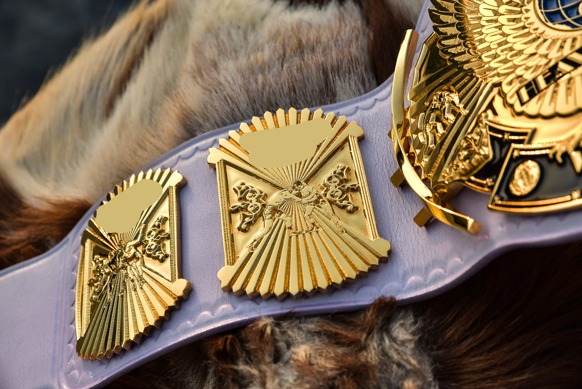 Ultimate Warrior 4.2mm Automated Etched All Gold Winged eagle with 08A1B Light Lavender Leather
