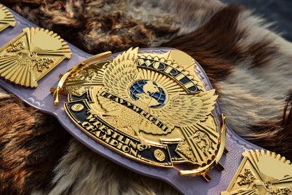 Ultimate Warrior 4.2mm Automated Etched All Gold Winged eagle with 08A1B Light Lavender Leather