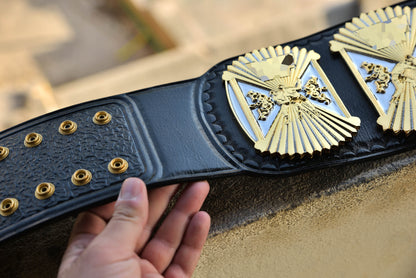 4.2mm Automated Etched Dual Plated Winged eagle with 06A2 Black Leather gallery 2