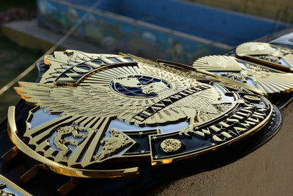 4.2mm Automated Etched Dual Plated Winged eagle with 06A2 Black Leather gallery 2