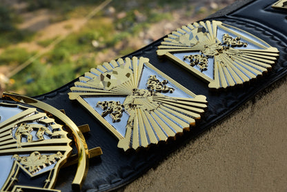 4.2mm Automated Etched Dual Plated Winged eagle with 06A2 Black Leather gallery 2