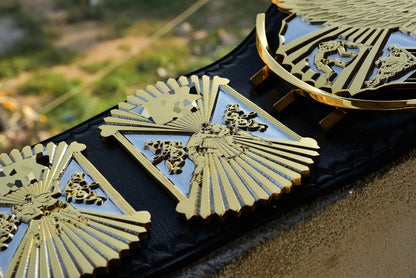 4.2mm Automated Etched Dual Plated Winged eagle with 06A2 Black Leather gallery 2