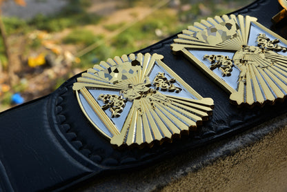 4.2mm Automated Etched Dual Plated Winged eagle with 06A2 Black Leather gallery 2