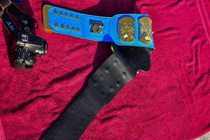4.2mm Automated Etched Dual Plated Winged eagle with 06A2 Blue Leather