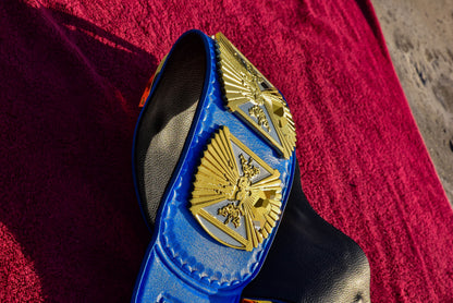 4.2mm Automated Etched Dual Plated Winged eagle with 06A2 Blue Leather