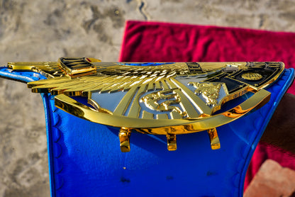 4.2mm Automated Etched Dual Plated Winged eagle with 06A2 Blue Leather