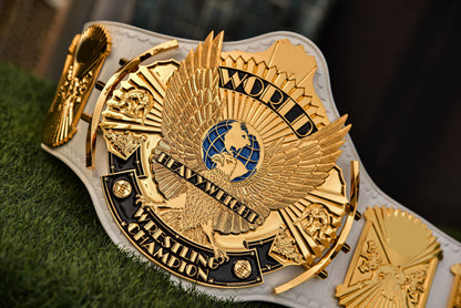 4.2mm Flocked All Gold Winged eagle with 08a1d White Leather and Red Backing