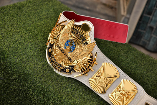 4.2mm Flocked All Gold Winged eagle with 08a1d White Leather and Red Backing