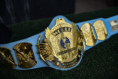 4.2mm Automated Etched All Gold Winged eagle with 08A1E Light Blue Leather (Ultimate Warrior)