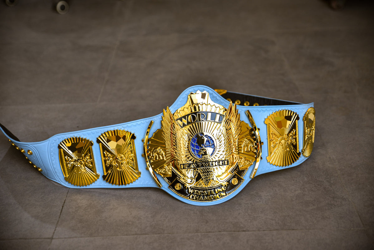 4.2mm Automated Etched All Gold Winged eagle with 08A1E Light Blue Leather (Ultimate Warrior)
