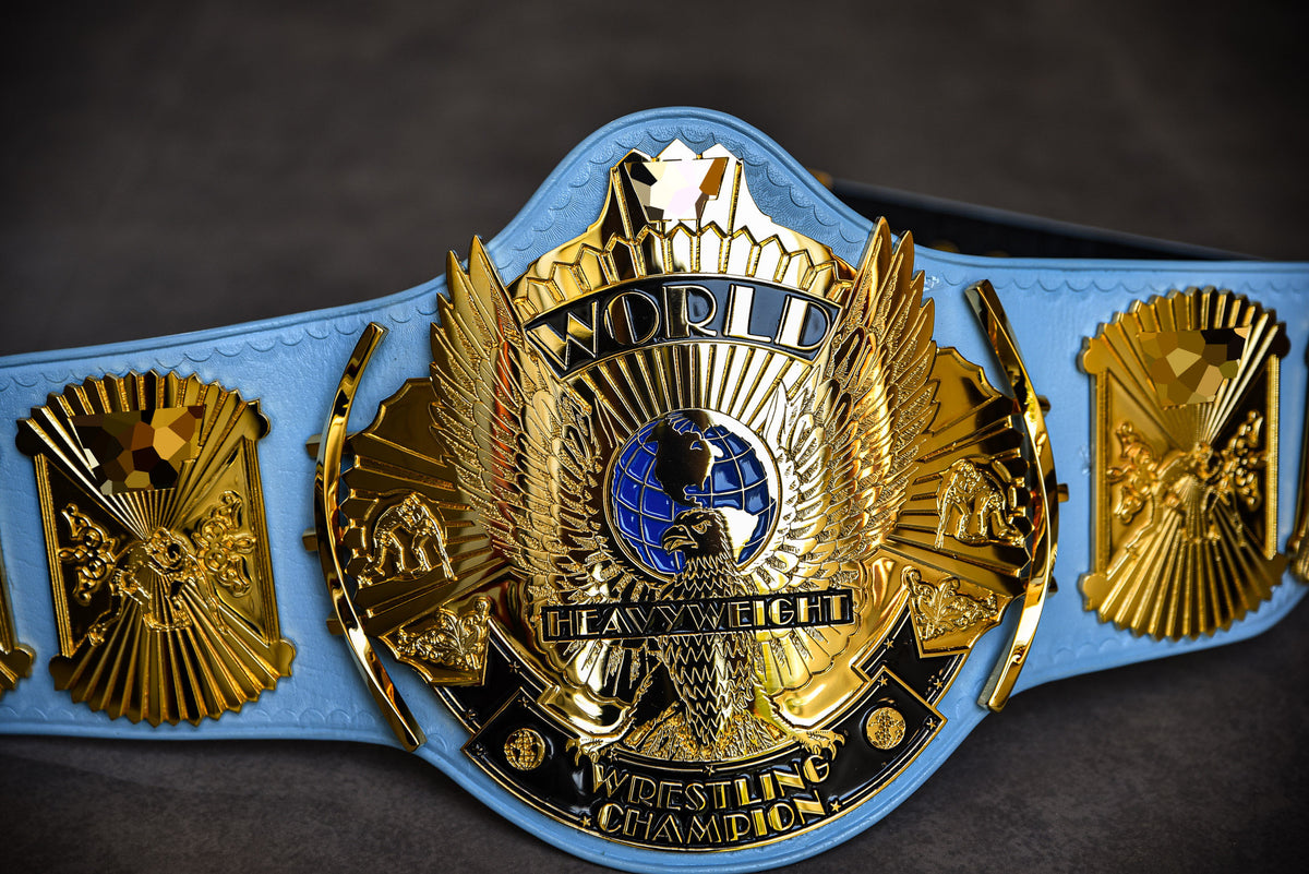 4.2mm Automated Etched All Gold Winged eagle with 08A1E Light Blue Leather (Ultimate Warrior)