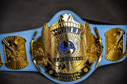 4.2mm Automated Etched All Gold Winged eagle with 08A1E Light Blue Leather (Ultimate Warrior)